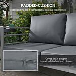 Outsunny Aluminium Three-seater Garden Bench, With Cushions - Grey