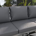 Outsunny Aluminium Three-seater Garden Bench, With Cushions - Grey