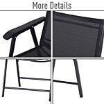 Outsunny Set Of 6 Folding Garden Chairs, Metal Frame Garden Chairs Outdoor Patio Park Dining Seat With Breathable Mesh Seat, Black