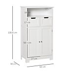 Kleankin Freestanding Bathroom Cabinet, Narrow Freestanding Unit, Storage Cupboard Organizer With 2 Drawer Adjustable Shelf, White