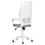 Office Chair Taupe And White Fabric Swivel Desk Computer Adjustable Seat Reclining Backrest Beliani