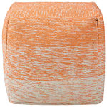 Pouffe Orange And White Cotton 3 Stripes Cube Boho Scandinavian Beliani