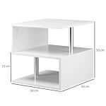 Homcom Wooden S Shape Cube Coffee Console Table 2 Tier Storage Shelves Organizer Office Bookcase Living Room End Desk Stand Display Set Of 2 (white)