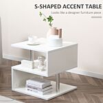 Homcom Wooden S Shape Cube Coffee Console Table 2 Tier Storage Shelves Organizer Office Bookcase Living Room End Desk Stand Display Set Of 2 (white)