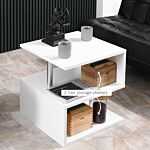 Homcom Wooden S Shape Cube Coffee Console Table 2 Tier Storage Shelves Organizer Office Bookcase Living Room End Desk Stand Display Set Of 2 (white)