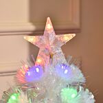 Homcom 3 Feet Prelit Artificial Christmas Tree With Fiber Optic Led Light, Holiday Home Xmas Decoration, White