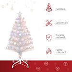 Homcom 3 Feet Prelit Artificial Christmas Tree With Fiber Optic Led Light, Holiday Home Xmas Decoration, White