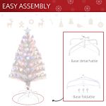 Homcom 3 Feet Prelit Artificial Christmas Tree With Fiber Optic Led Light, Holiday Home Xmas Decoration, White