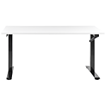 Manually Adjustable Desk White Tabletop Black Steel Frame 160 X 72 Cm Sit And Stand Square Feet Modern Design Office Beliani