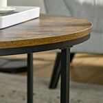 Homcom Coffee Table, Industrial Round Side Table With Metal Frame, Large Tabletop For Living Room, Bedroom, Rustic Brown