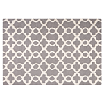 Rug Grey Wool 140 X 200 Cm Trellis Quatrefoil Pattern Hand Tufted Oriental Moroccan Clover Beliani