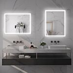 Homcom 90 X 70cm Led Bathroom Mirror With Lights, Dimmable Makeup Mirror, Vanity Mirror With 3 Colour, Smart Touch, Anti-fog