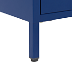 Bedside Table Blue Steel Nightstand Industrial Design 2 Drawers Bedroom Storage Furniture Beliani