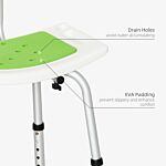 Homcom Shower Chair, 6-level Height Adjustable Shower Stool With Backrest, Curved Seat, Anti-slip Foot Pads, 136kg Capacity, Green