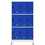 Vidaxl Locker Cabinet Grey And Blue 90x45x180 Cm Steel