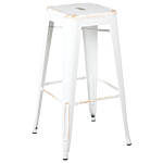 Set Of 2 Bar Stools White With Gold Steel 76 Cm Stackable Counter Height Industrial Beliani