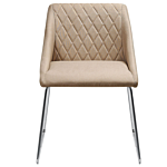 Set Of 2 Dining Chairs Beige Fabric Chromed Metal Legs Modern Beliani