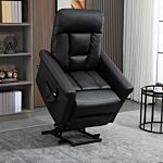 Homcom Power Lift Chair, Pu Leather Recliner Sofa Chair For Elderly With Remote Control, Side Pocket, Black