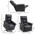 Homcom Power Lift Chair, Pu Leather Recliner Sofa Chair For Elderly With Remote Control, Side Pocket, Black