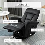 Homcom Power Lift Chair, Pu Leather Recliner Sofa Chair For Elderly With Remote Control, Side Pocket, Black