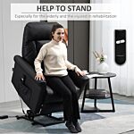 Homcom Power Lift Chair, Pu Leather Recliner Sofa Chair For Elderly With Remote Control, Side Pocket, Black