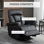 Homcom Power Lift Chair, Pu Leather Recliner Sofa Chair For Elderly With Remote Control, Side Pocket, Black