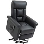 Homcom Power Lift Chair, Pu Leather Recliner Sofa Chair For Elderly With Remote Control, Side Pocket, Black