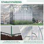 Outsunny Outdoor Walk-in Lean To Wall Tunnel Greenhouse With Zippered Roll Up Door Pvc Cover Sloping Top, Clear, Green 214cm X 118cm X 212cm