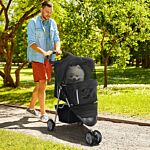 Pawhut Pet Travel Stroller Cat Dog Pushchair Trolley Puppy Jogger Carrier Three Wheels For Small Miniature Dogs(black)