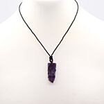 Laced Gemstone Flat Point Pendant - Amethyst