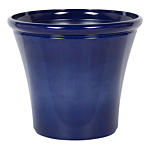 Set Of 2 Plant Pots Planters ⌀46 Solid Navy Blue Fibre Clay High Gloss Outdoor Resistances All-weather Beliani