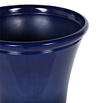 Set Of 2 Plant Pots Planters ⌀46 Solid Navy Blue Fibre Clay High Gloss Outdoor Resistances All-weather Beliani