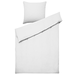 Duvet Cover And Pillowcase Set White Striped Sateen Cotton 135 X 200 Cm Modern Bedroom Beliani