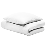 Duvet Cover And Pillowcase Set White Striped Sateen Cotton 135 X 200 Cm Modern Bedroom Beliani