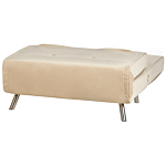 Sofa Bed Beige Velvet Fabric Upholstery Single Sleeper Fold Out Chair Bed With Cushion Modern Design Beliani