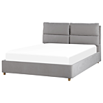 Bed Frame Light Grey Velvet Upholstery With Storage Eu Double Bedroom Furniture Beliani