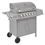 Vidaxl Gas Barbecue Grill 6+1 Cooking Zone Silver