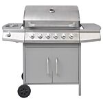 Vidaxl Gas Barbecue Grill 6+1 Cooking Zone Silver