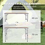 Outsunny 3ft Height Adjustable Mdf Folding Camping Table