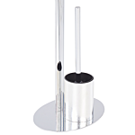 Toilet Paper And Brush Holder Silver Steel Chromed Glossy Freestanding Modern Bathroom Accessories Beliani