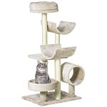 Pawhut Cat Tree, Plush, 50lx40wx105h Cm-beige