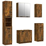 Vidaxl 5 Piece Bathroom Cabinet Set Smoked Oak Engineered Wood