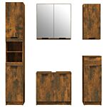 Vidaxl 5 Piece Bathroom Cabinet Set Smoked Oak Engineered Wood