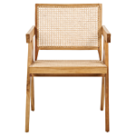 Accent Chair Light Wood Mahogany Rattan Light Wood Natural Wicker Back Minimalist Living Dining Room Beliani