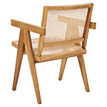 Accent Chair Light Wood Mahogany Rattan Light Wood Natural Wicker Back Minimalist Living Dining Room Beliani