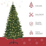 Homcom 6ft Prelit Christmas Tree Artificial Tree Warm White Led Light Holiday Home Xmas Decoration, Green