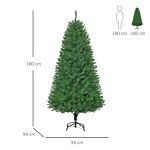 Homcom 6ft Prelit Christmas Tree Artificial Tree Warm White Led Light Holiday Home Xmas Decoration, Green