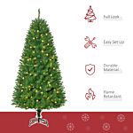 Homcom 6ft Prelit Christmas Tree Artificial Tree Warm White Led Light Holiday Home Xmas Decoration, Green