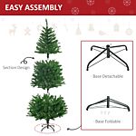 Homcom 6ft Prelit Christmas Tree Artificial Tree Warm White Led Light Holiday Home Xmas Decoration, Green