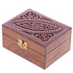 Decorative Sheesham Wood Carved Compartment Box Medium